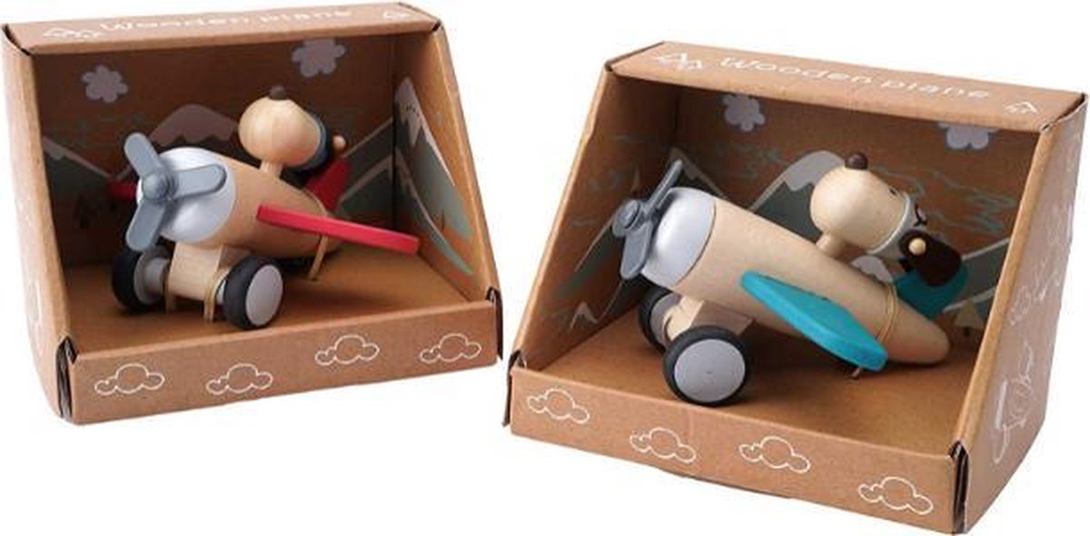 CGB Giftware Little Tribe Set of 2 Dogfighters Planes and Puppy Pilots | Fit with Rotating Propellers and Landing Wheels | 1+ Years |